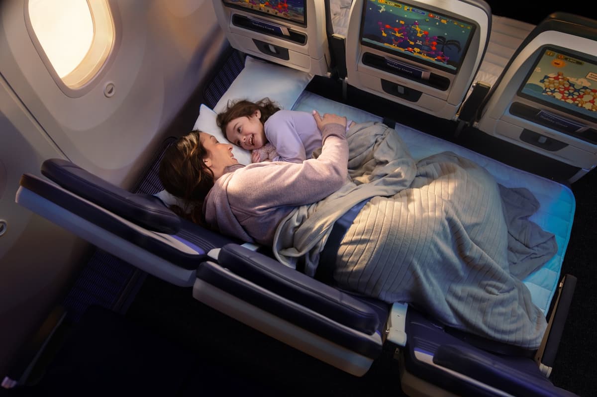 United Airlines Relax Row — lie-flat economy seats on the 787-9 (United Airlines press photo, March 2026)